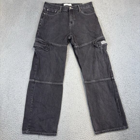 PacSun Jeans Men’s 31x32 Baggy Relaxed Black Faded Wash Cargo Grunge Punk Skate - Picture 1 of 14